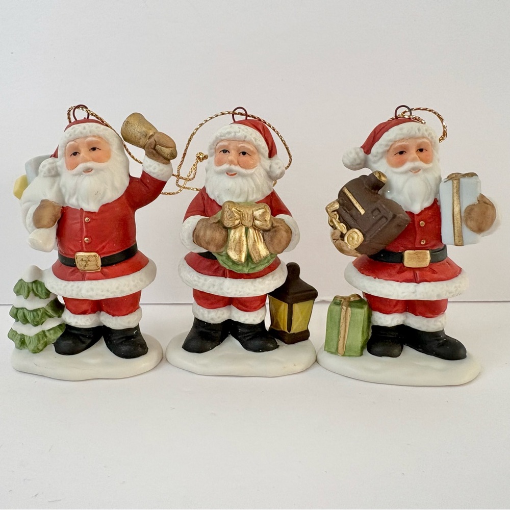 Vintage Homco Santa Claus Christmas Tree Ornaments Set of 3